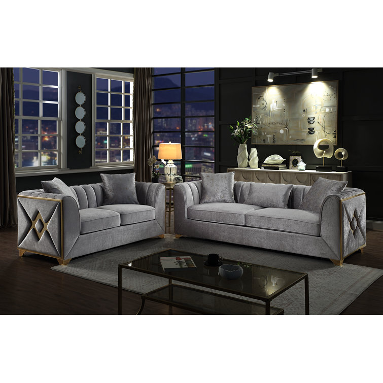 Everly Quinn Arron 2 Piece Velvet Living Room Set Wayfair